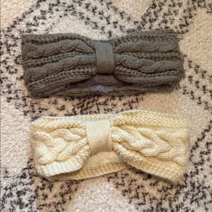 Cable Knit Headbands in Gray and Cream